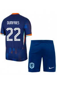 Nederland Denzel Dumfries #22 Babytruitje Uit tenue Kind EK 2024 Korte Mouw (+ Korte broeken)